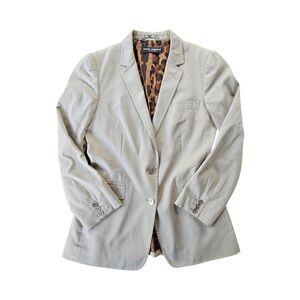 Dolce & Gabbana Single-Breasted Blazer Tan Size 40 Animal Print Liner 2 Button